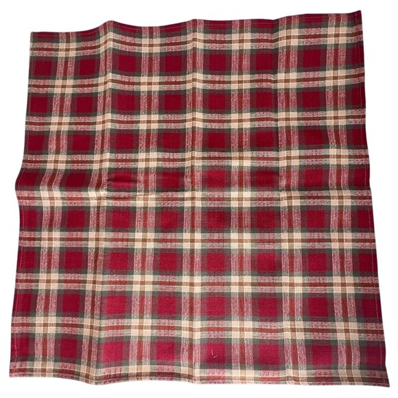 6 New Longaberger Orchard Park Plaid Napkins Set Square Cloth Fabric Accessories - Picture 8 of 9